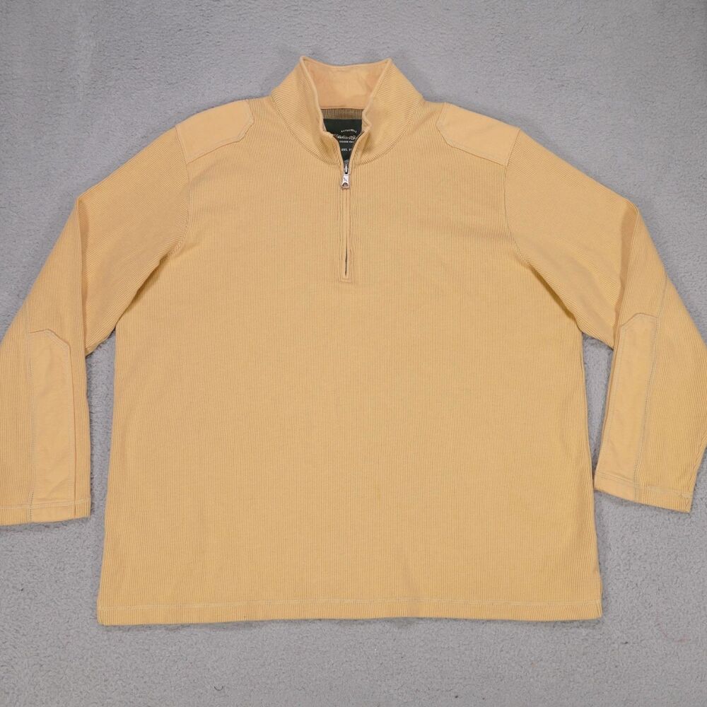 VTG Eddie Bauer Men Outdoor Outfitter 1/4 Zip Pullover Ribbed Shirt 2XL Yellow
